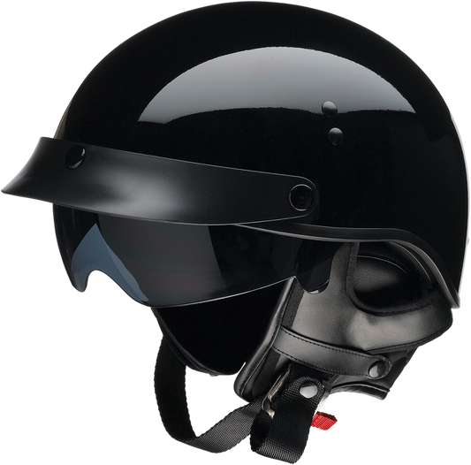 Black Z1R Vagrant NC helmet in size extra small, featuring a sleek design and secure fit, with visible ventilation vents.