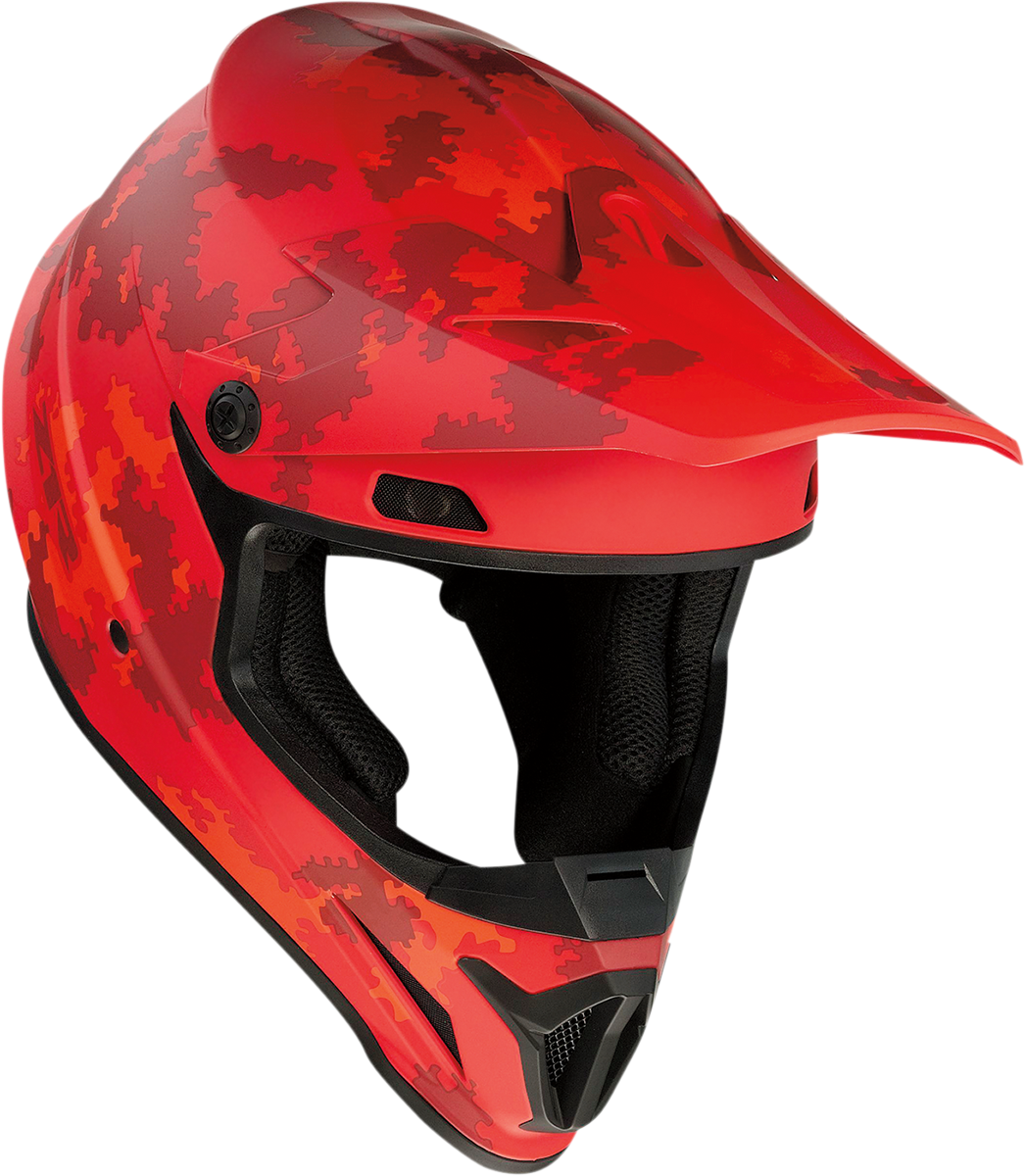 Z1R Rise helmet in Digi Camo Red with 2XL size, featuring enhanced ventilation and a removable liner.
