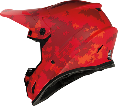 Z1R Rise helmet in digi camo red, size 2XL, featuring enhanced ventilation and a removable liner, shown from the front view.