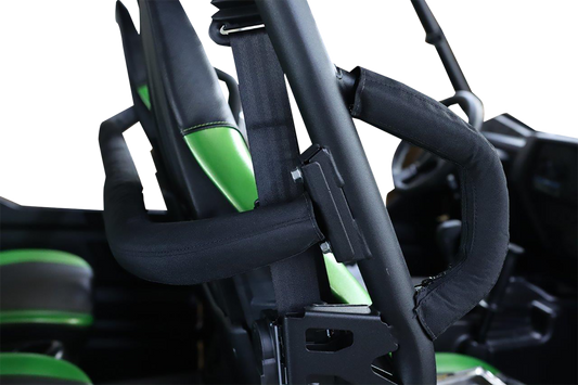 Moose Offroad KT4SBRG-11 sidebar pads and grab handles mounted on steel pipes, designed for off-road vehicle protection and support.