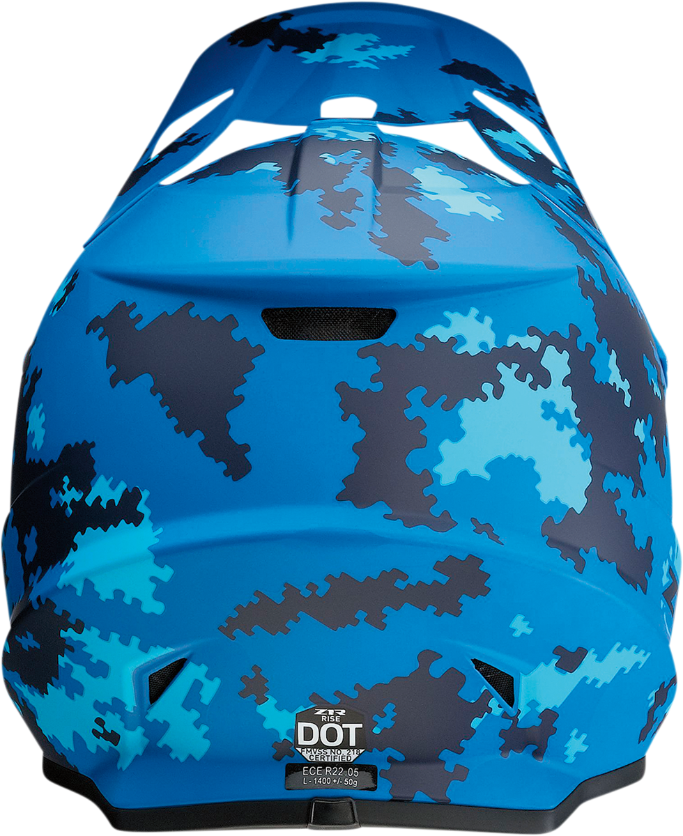 Z1R Rise helmet in Digi Camo Blue, size XL, featuring a full-face motorcycle helmet with detailed camo design.