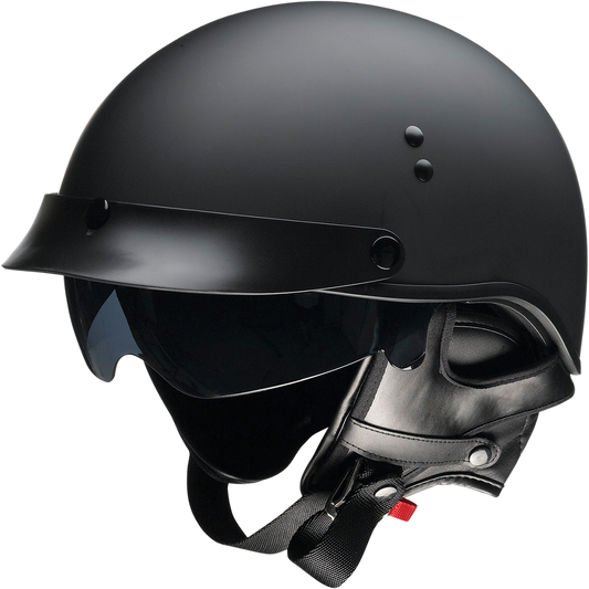 Z1R Vagrant NC helmet in flat black, medium size, showing front view with clear visor and sleek design.