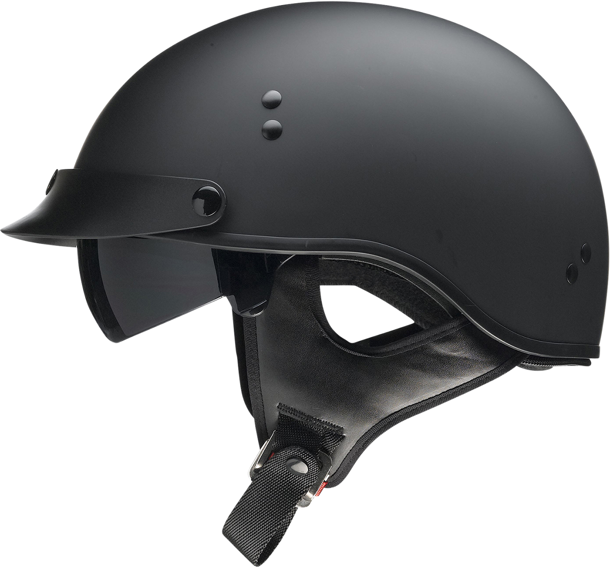 Z1R Vagrant NC helmet in flat black, small size, featuring a sleek, aerodynamic design and chin strap for motorcycle riding.