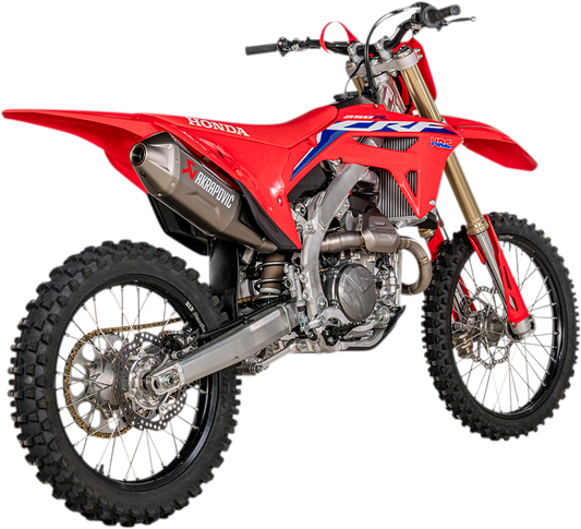 AKRAPOVIC titanium motorcycle exhaust system S-H2MET13-FDHLTA, lightweight and performance-enhancing with sleek metal finish