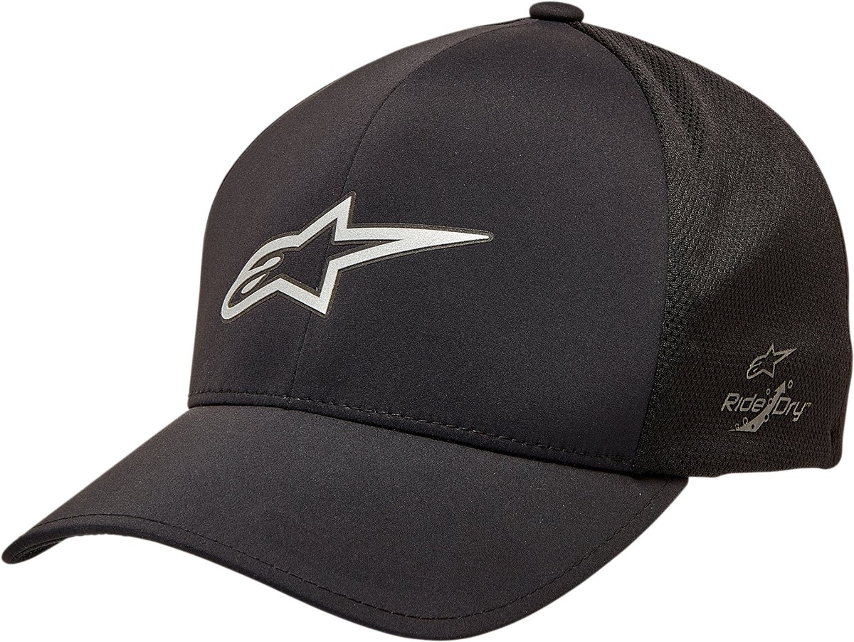 Alpinestars Ageless Mesh Delta Hat in black, large/XL size, featuring breathable mesh fabric and stylish design.