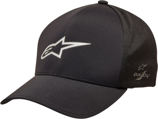 Alpinestars Ageless Mesh Delta Hat in black, large/XL size, featuring breathable mesh fabric and stylish design.