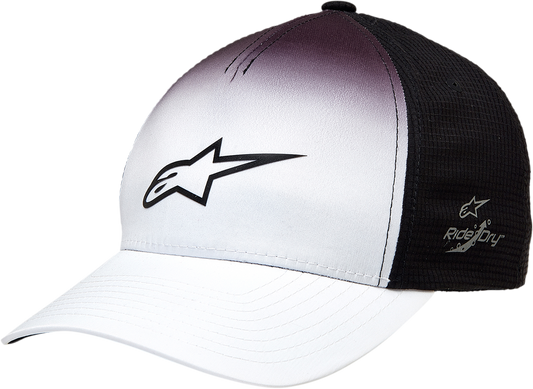Alpinestars Faded Tech Hat in black with logo embroidery, one size, casual streetwear style, outdoor accessory.