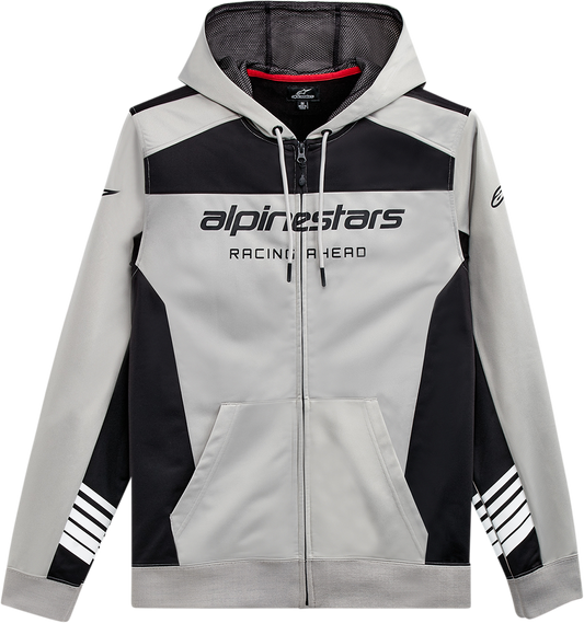 Alpinestars Sessions II hoodie in 2XL, silver and black with contrast panels and graphic details, casual athletic style.