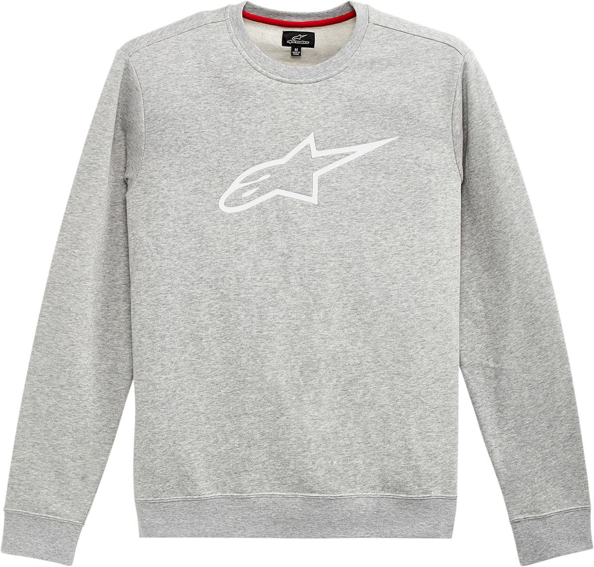 Alpinestars Ageless Crew Fleece in Heather Gray and White, 2XL, showing a comfortable cotton-polyester blend sweatshirt.