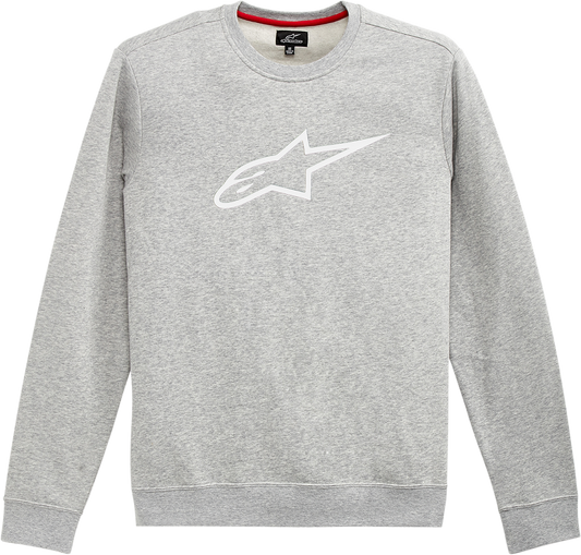 Alpinestars Ageless Crew Fleece in Heather Gray and White, 2XL, showing a comfortable cotton-polyester blend sweatshirt.