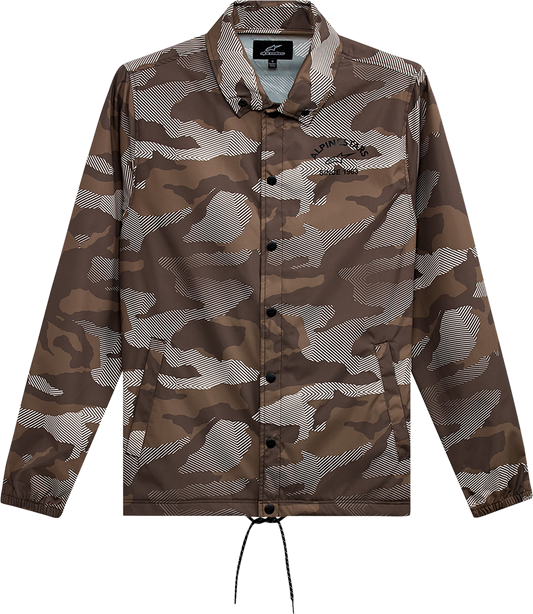 Alpinestars Garage Jacket in camouflage pattern, large size, featuring a stylish and durable motorcycle jacket with brand logo details.