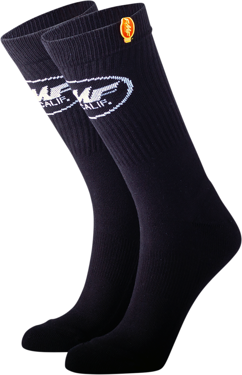 FMF Staple Socks 2-Pack in black, one size, featuring comfortable knit fabric and brand logo on the ankle.
