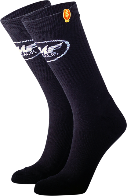 FMF Staple Socks 2-Pack in black, one size, featuring comfortable knit fabric and brand logo on the ankle.