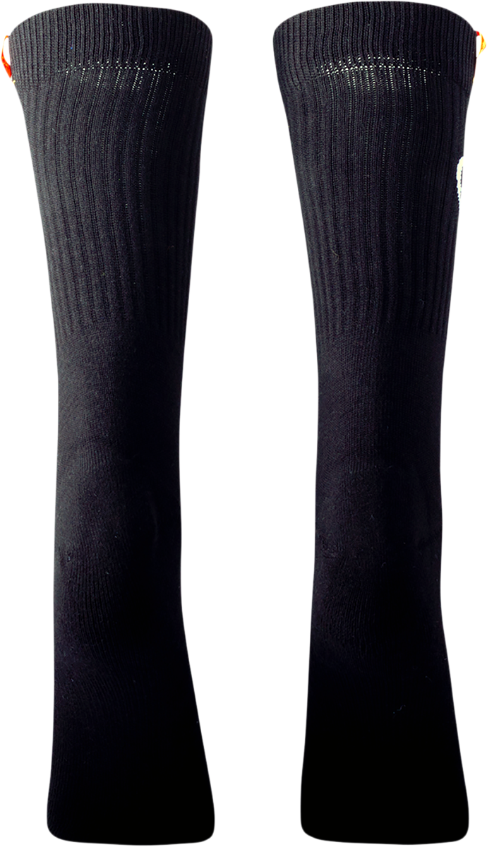 FMF Staple Socks 2-Pack in black, one size, featuring comfortable fabric and simple design, shown in the product image.