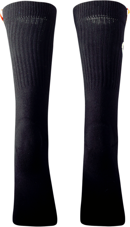 FMF Staple Socks 2-Pack in black, one size, featuring comfortable fabric and simple design, shown in the product image.