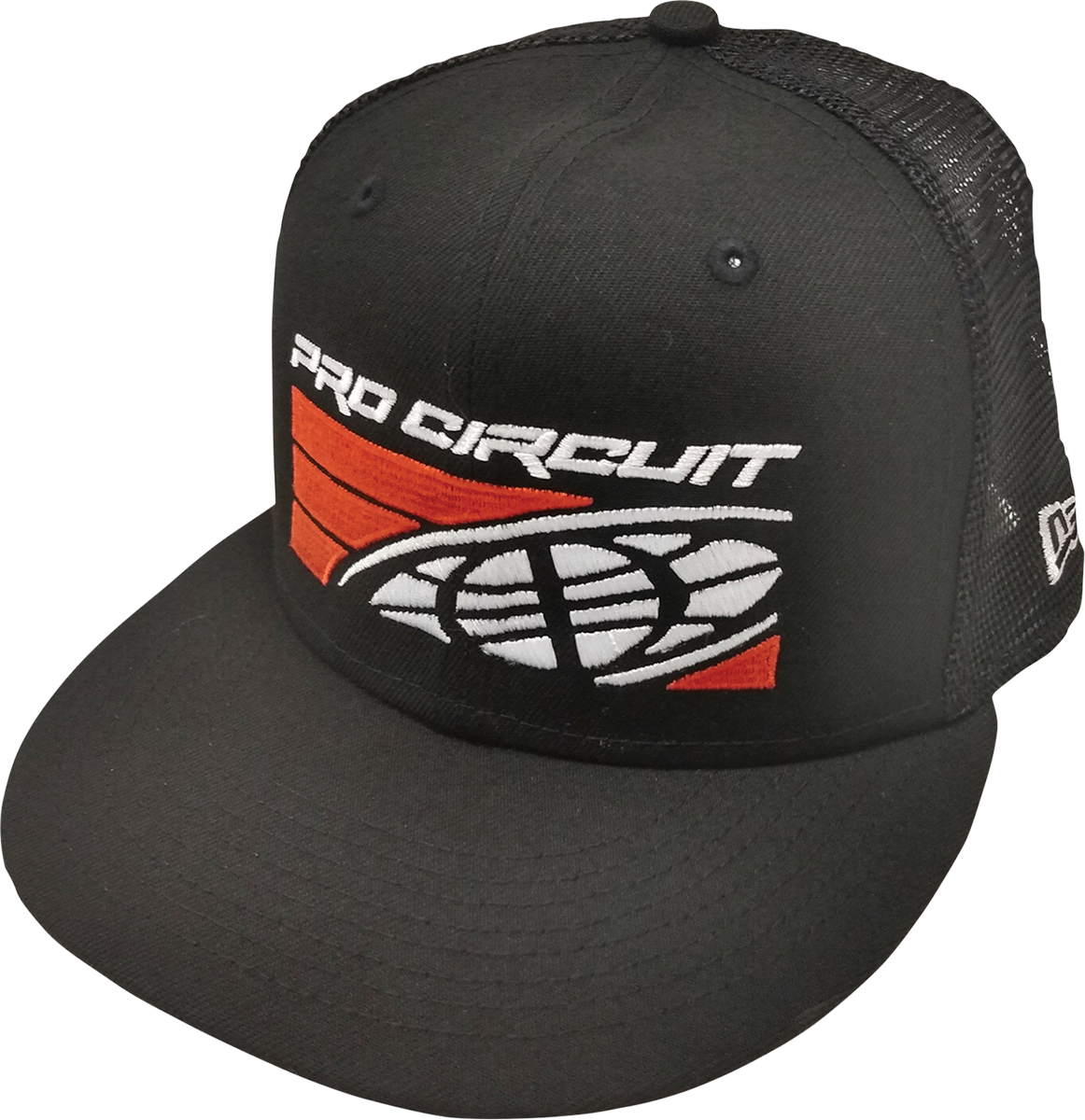 Black Pro Circuit New Era hat with embroidered logo and flat brim, featuring the Pro Circuit branding on the front.