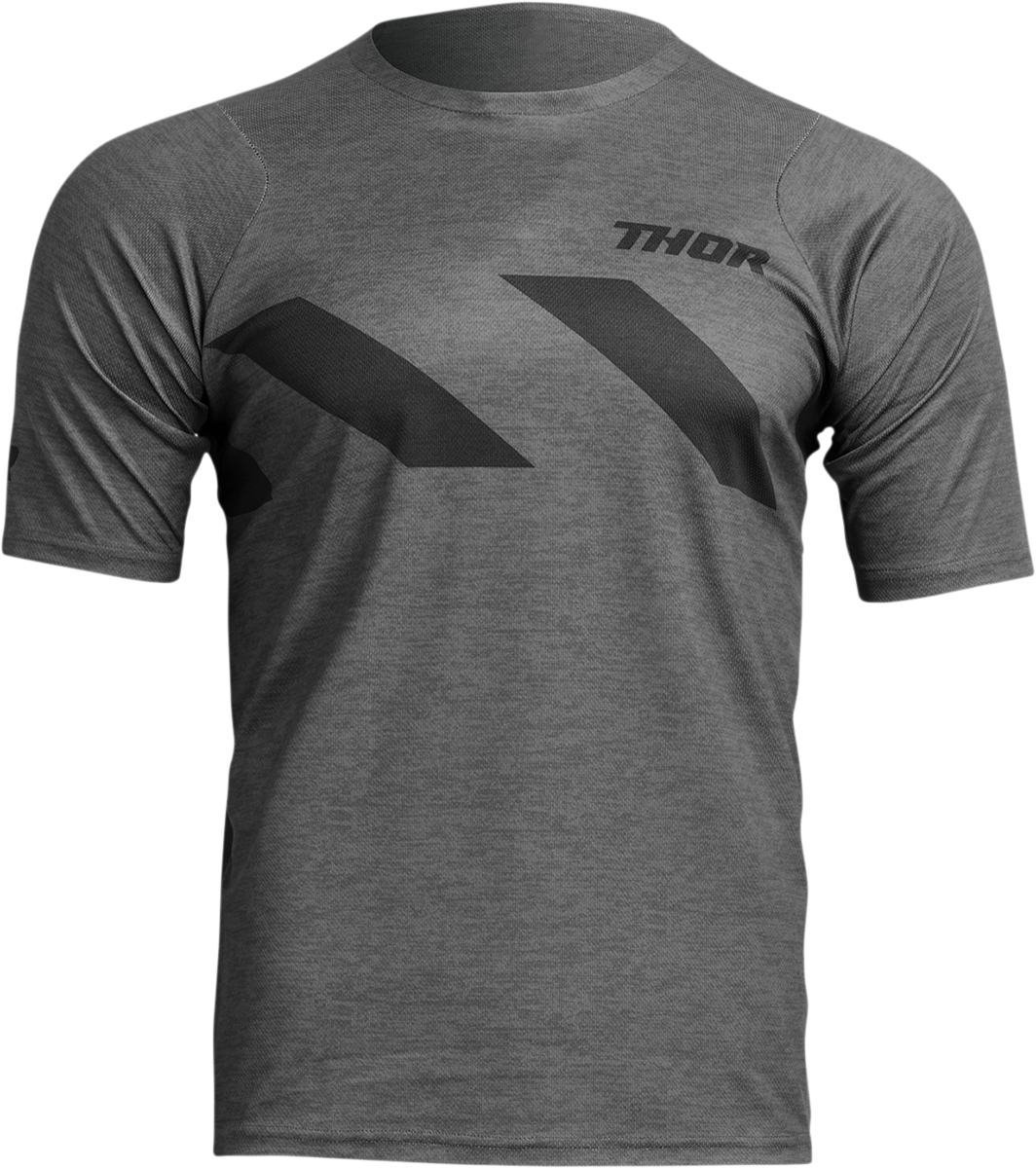 Charcoal and Heather THOR Assist Hazard short-sleeve jersey with protective design, medium size, for motorcycle riding safety.