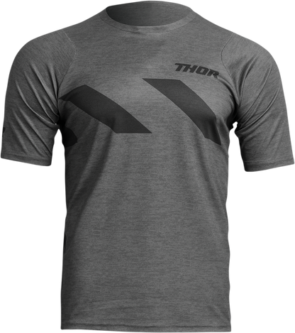 Charcoal and Heather THOR Assist Hazard short-sleeve jersey with protective design, medium size, for motorcycle riding safety.