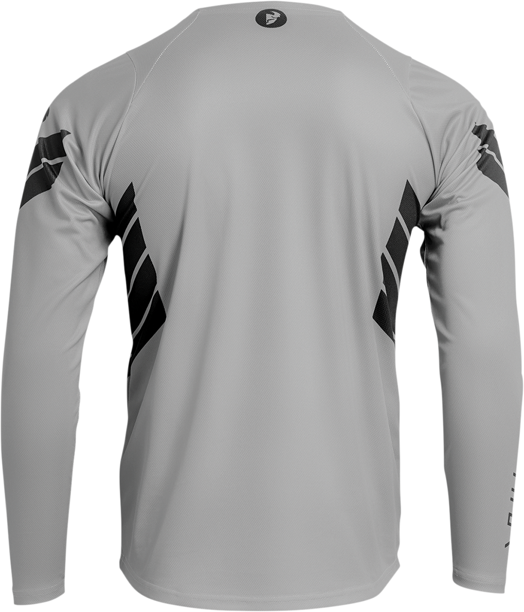 Gray THOR Assist Sting long-sleeve MTB jersey, small size, designed for e-MTB riding, featuring breathable fabric and athletic fit.