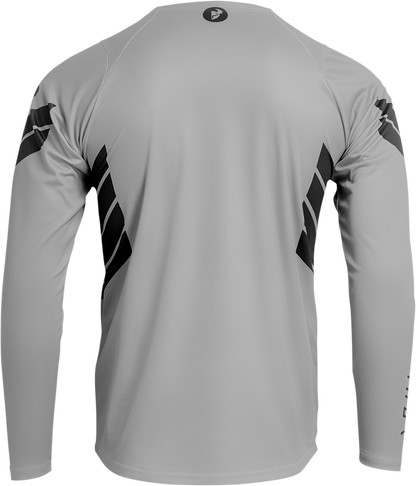 Gray THOR Assist Sting long-sleeve MTB jersey, small size, designed for e-MTB riding, featuring breathable fabric and athletic fit.