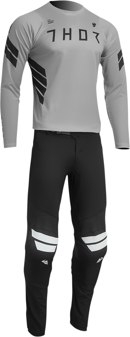 Gray THOR Assist Sting long-sleeve MTB jersey for e-MTB, size small, with breathable fabric and MTB-specific design features.