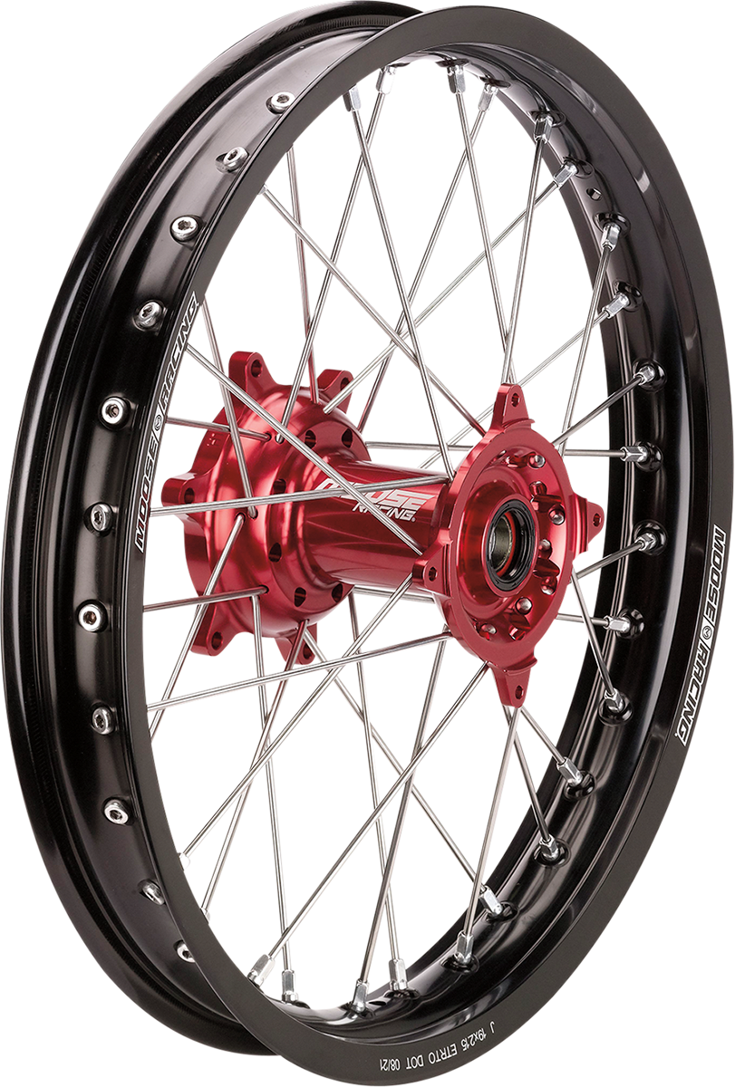 Moose Offroad SX-1 Rear Wheel Assembly for Honda 250/450 – 19x2.15, Black Wheel with Red Hub, Part HR13-21519-BKRD