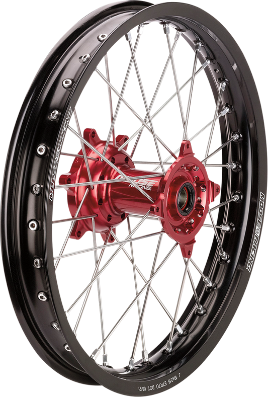 Moose Offroad SX-1 Rear Wheel Assembly for Honda 250/450 – 19x2.15, Black Wheel with Red Hub, Part HR13-21519-BKRD