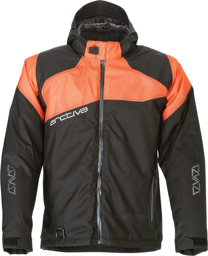 ARCTIVA Pivot 5 Hooded Jacket - Black/Orange, XL - Waterproof Insulated Outdoor Coat with Zip-Off Hood and Multiple Pockets
