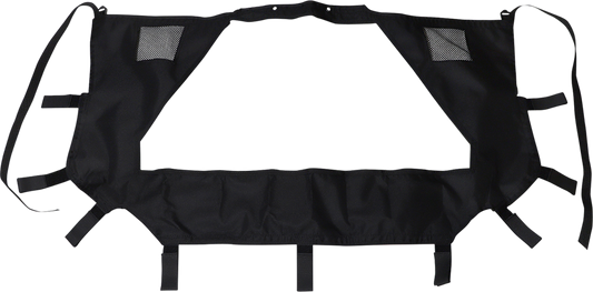 Moose Offroad rear windscreen for RZR Pro XP 4 side view showing clear polycarbonate shield with mounting frame.