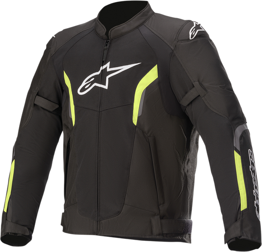 Alpinestars AST v2 Air motorcycle jacket in black and yellow fluo, 2XL size, with visible protective features and ventilation panels.