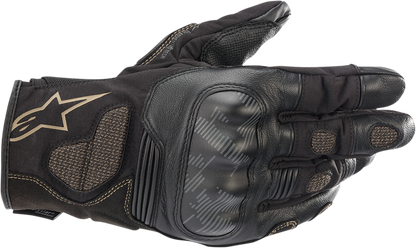 Alpinestars Corozal V2 Drystar® motorcycle gloves in black and sand, small size, showing textured leather and protective features.