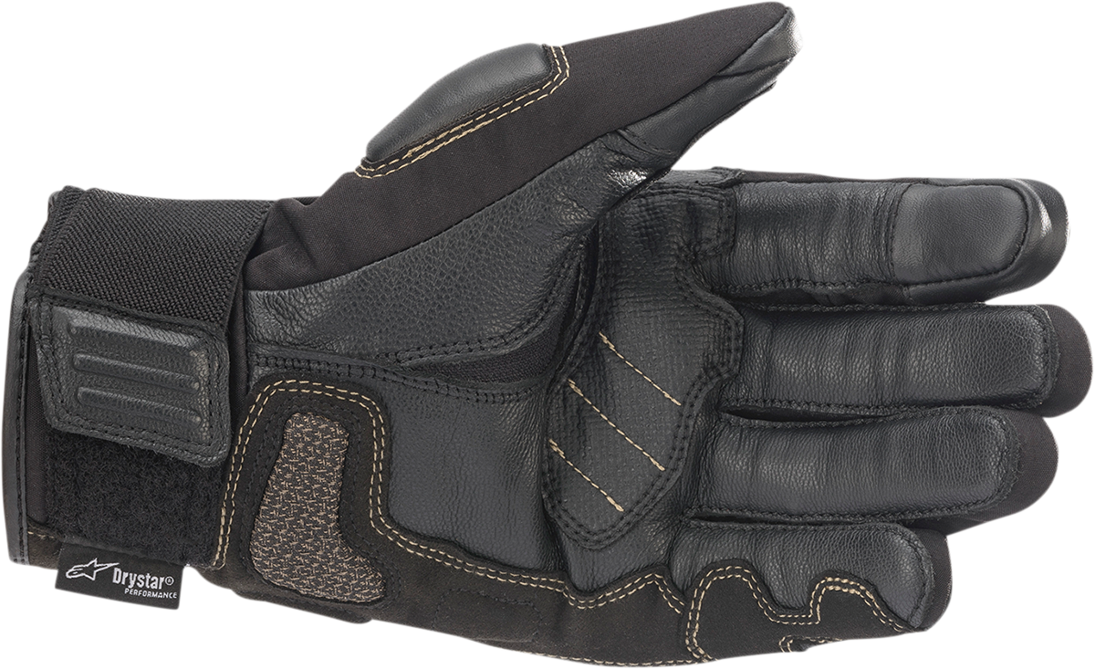 Alpinestars Corozal V2 Drystar® motorcycle gloves in black and sand, size XL, featuring protective padding and textured grip.