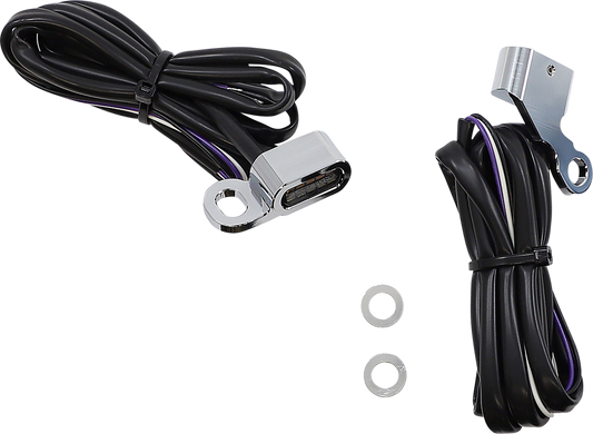 Chrome marker lights with white and amber LEDs from DRAG SPECIALTIES, featuring a sleek design and bright illumination.