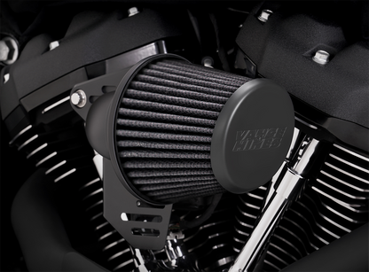 Vance & Hines VO2 Falcon air intake kit in matte black with sleek design and branding for motorcycle performance upgrade