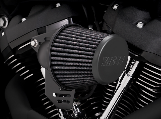 Vance & Hines VO2 Falcon air intake kit in matte black with sleek design and branding for motorcycle performance upgrade