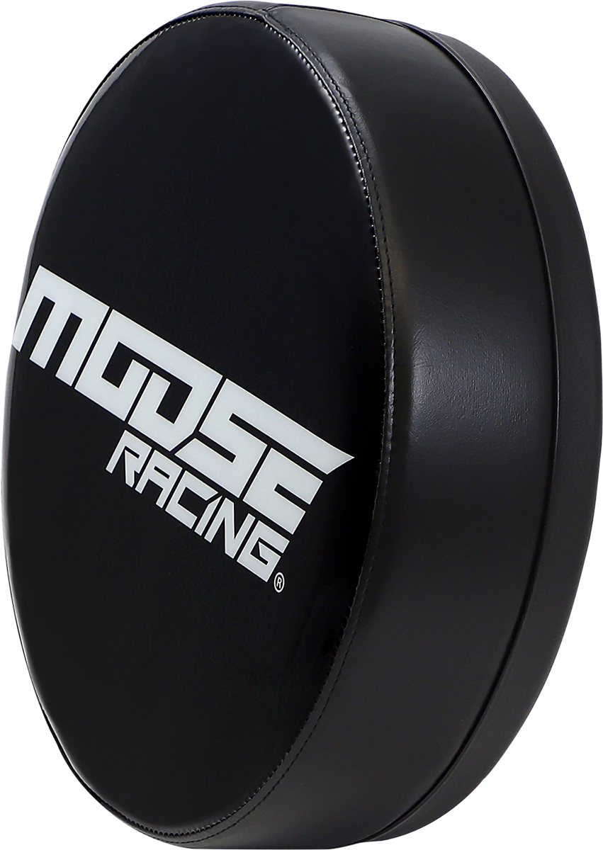 Black and white Moose Offroad Bar Stool Seat with Moose Racing branding, featuring durable construction and ergonomic design.