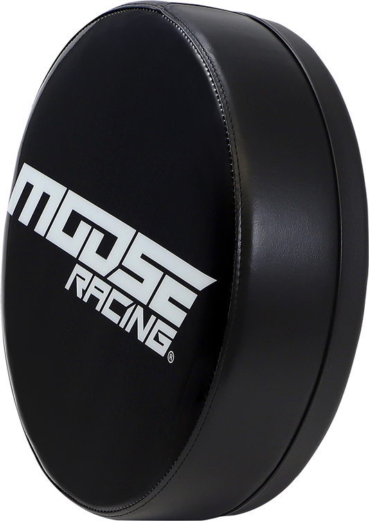 Black and white Moose Offroad Bar Stool Seat with Moose Racing branding, featuring durable construction and ergonomic design.