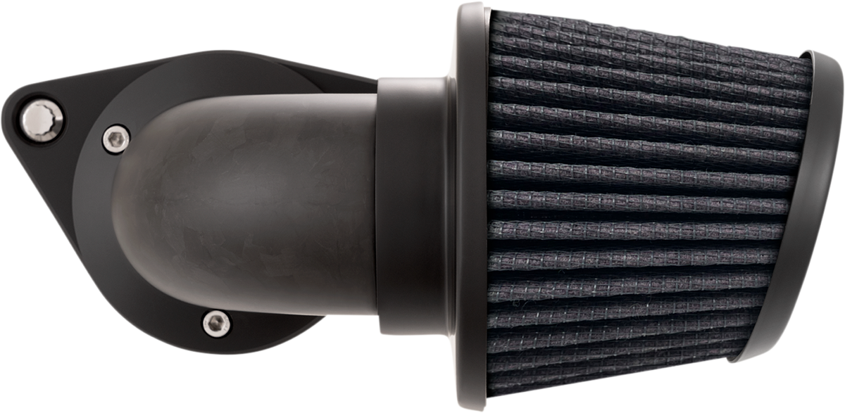 Vance & Hines VO2 Falcon Air Intake Kit in forged carbon fiber for motorcycle engine airflow enhancement.