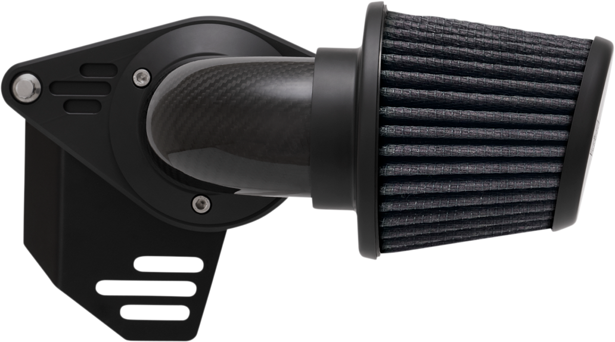 Vance & Hines VO2 Falcon air intake kit with woven carbon fiber finish for motorcycle engines.