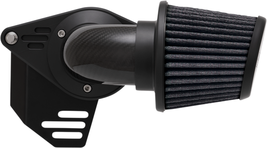 Vance & Hines VO2 Falcon air intake kit with woven carbon fiber finish for motorcycle engines.