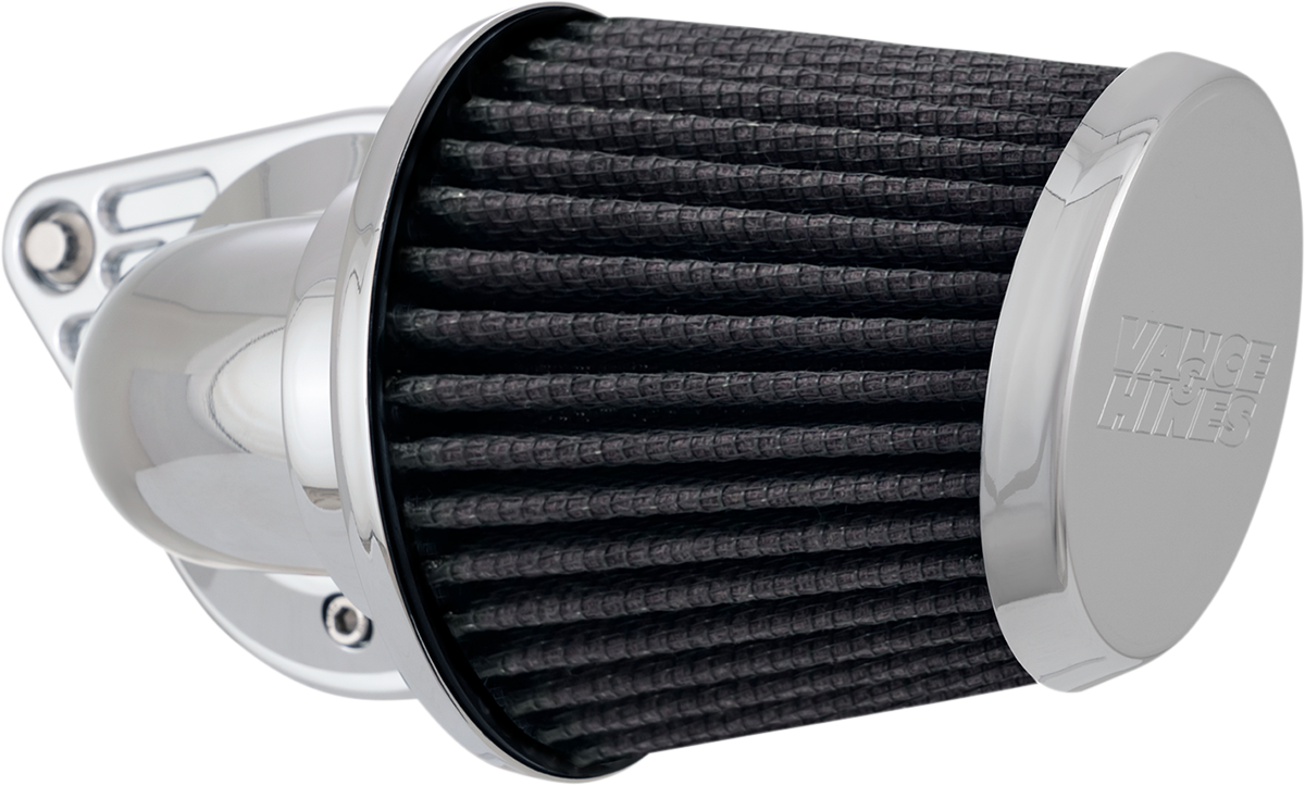 Chrome Vance & Hines VO2 Falcon air intake kit for motorcycles, featuring sleek design and branded Vance & Hines logo.