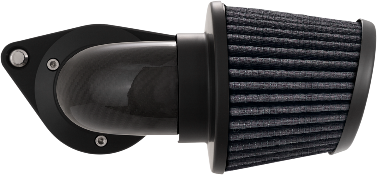 VANCE & HINES VO2 Falcon Air Intake Kit in woven carbon fiber for motorcycles, featuring sleek, aerodynamic design.