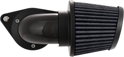 VANCE & HINES VO2 Falcon Air Intake Kit in woven carbon fiber for motorcycles, featuring sleek, aerodynamic design.