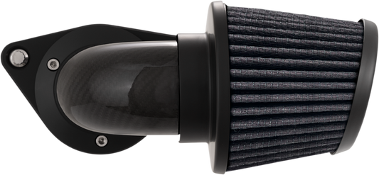 VANCE & HINES VO2 Falcon Air Intake Kit in woven carbon fiber for motorcycles, featuring sleek, aerodynamic design.