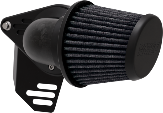 Vance & Hines VO2 Falcon Air Intake Kit in forged carbon fiber for motorcycle engine performance enhancement.