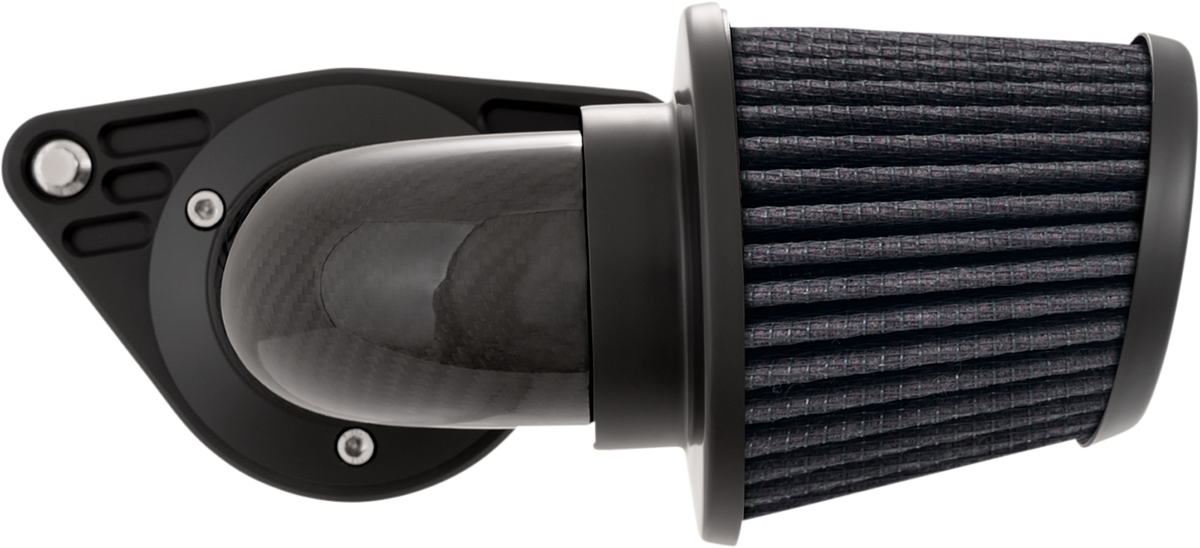 Vance & Hines VO2 Falcon air intake kit with woven carbon fiber for motorcycle engine airflow enhancement.