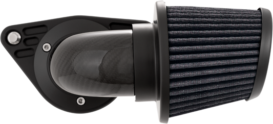Vance & Hines VO2 Falcon air intake kit with woven carbon fiber for motorcycle engine airflow enhancement.