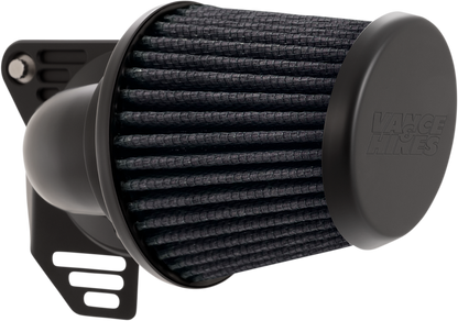 Vance & Hines VO2 Falcon air intake kit in matte black with sleek design and brand logo for motorcycle performance enhancement.