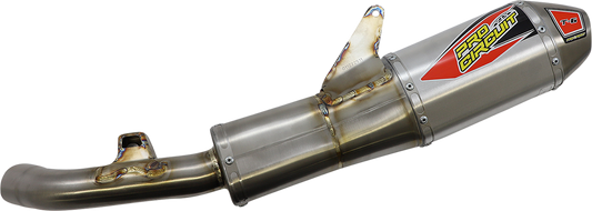 PRO CIRCUIT T-6 slip-on motorcycle muffler, black metal with branding, designed for enhanced motorcycle performance.