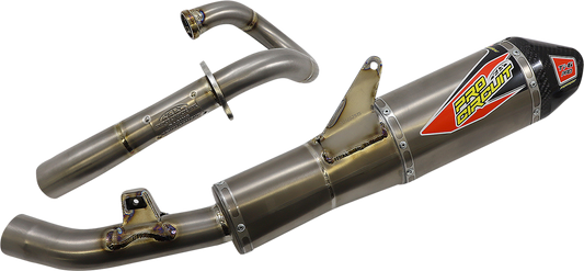 Pro Circuit Ti-6 Pro Titanium Exhaust System for motorcycle, showcasing sleek titanium pipes and polished finish.